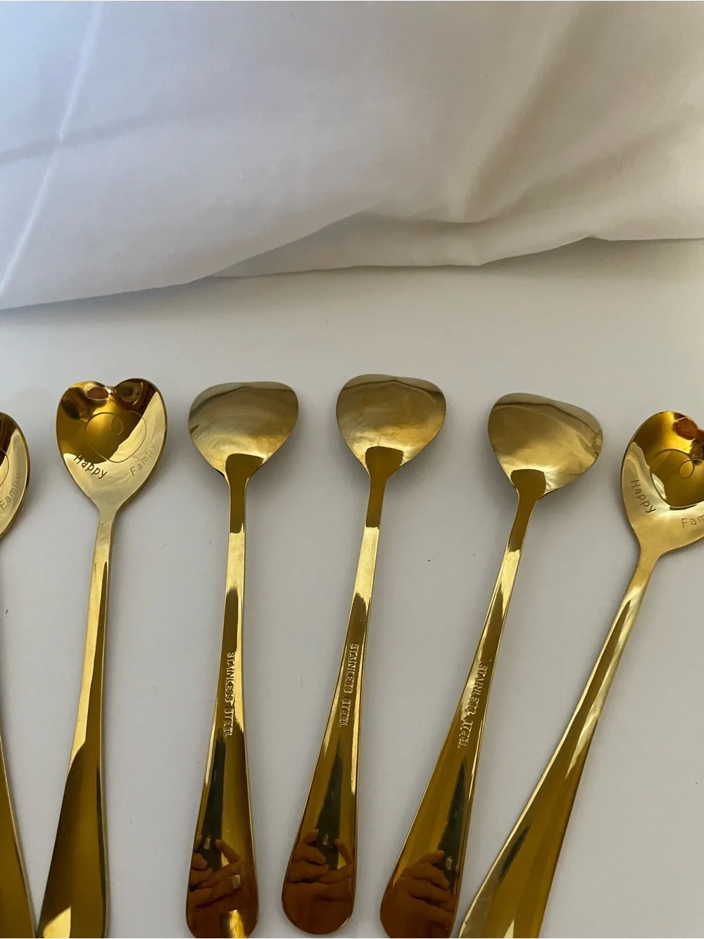 Gold Heart-Top Stainless Steel Dessert Spoon Set - Gold Finish (Set of 6)